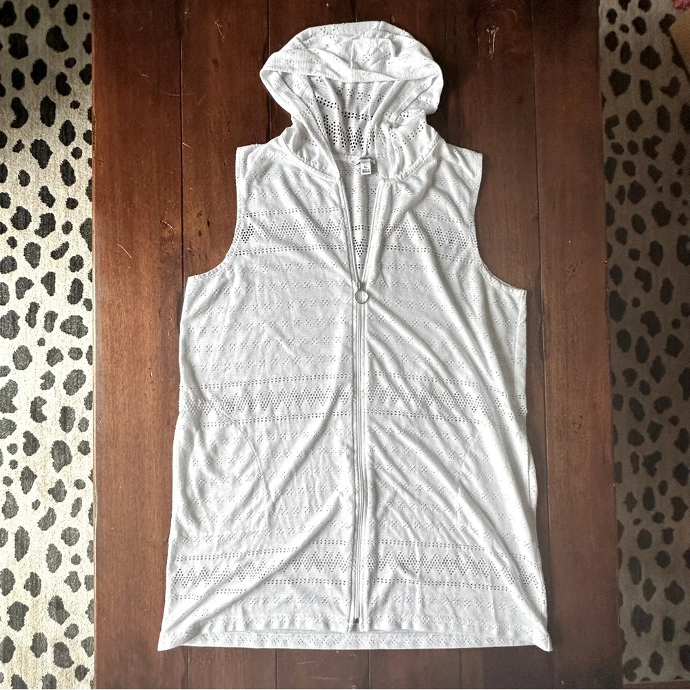 Croft & Barrow White Hooded Swim Cover-Up Vest XL – Lightweight Breezy Layer